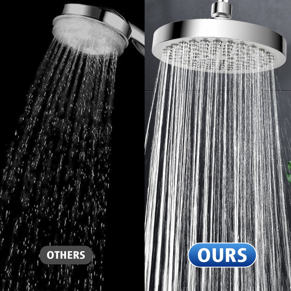 6inch Shower Head - Chrome High Pressure Rain ShowerHead Adjustable Replacement