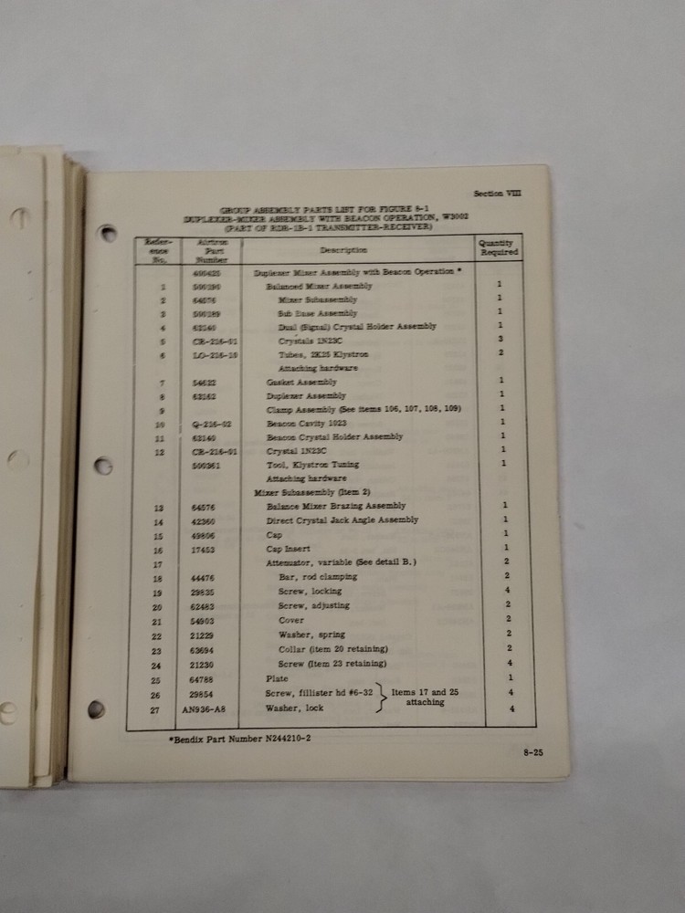 Bendix Airborne Radar System Type RDR-1B-1 Transmitter Receiver Instruction Book