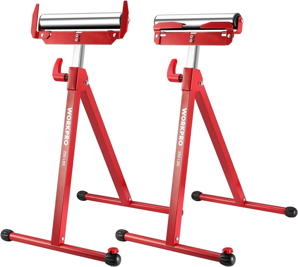 WORKPRO Heavy Duty Folding Roller Stand Height Adjustable 250LB Load Capacity US