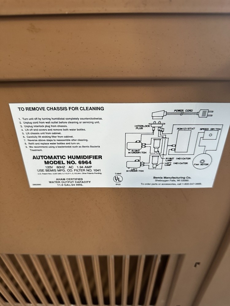 Big Bemis Automatic Humidifier No. 6964 Replacement Knobs Gray Water Wick