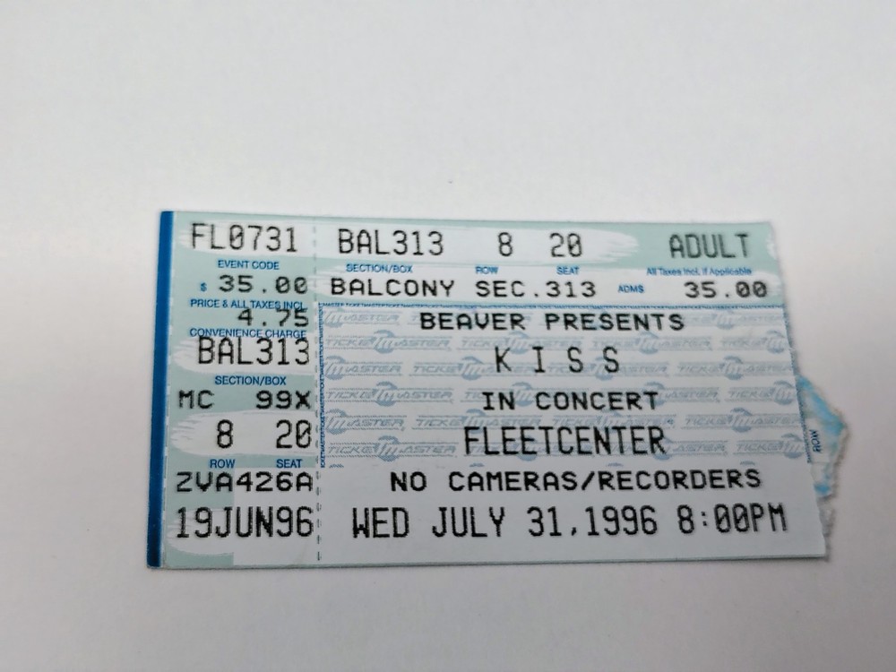 KISS Ticket Stub Alive Reunion Concert Tour Indianapolis July 31 1996 Vintage