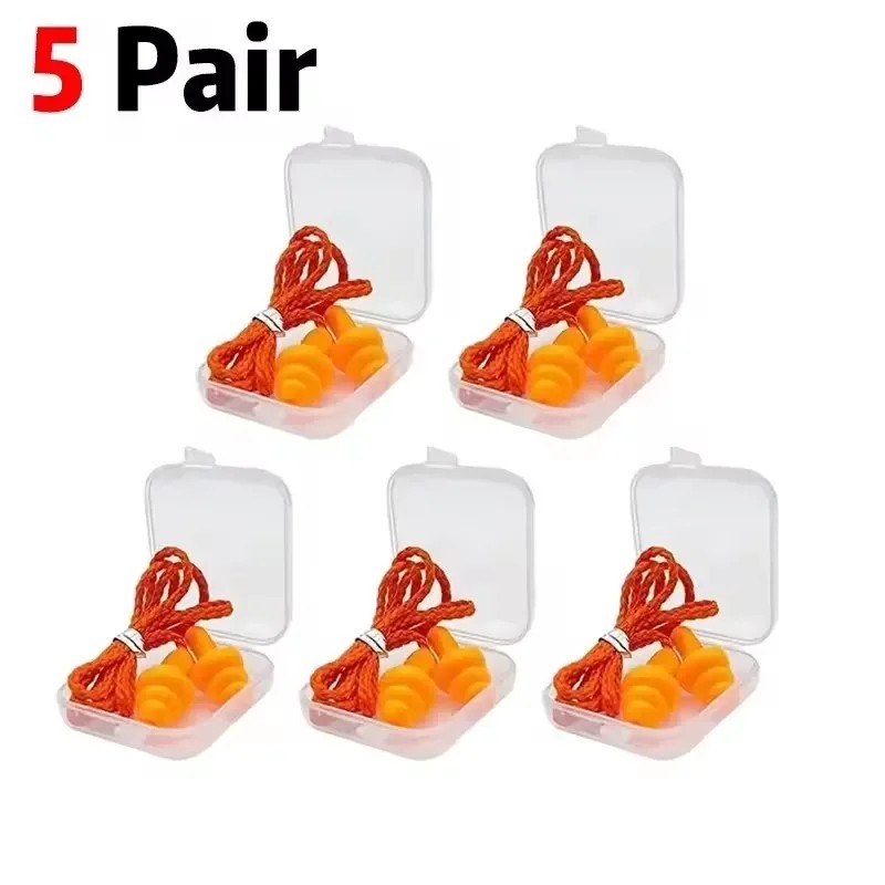 Corded Ear Plugs Soft Silicone Reusable Earplugs Noise Cancelling Safe Hearing