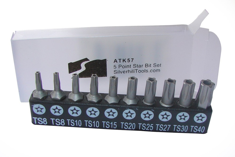 Silverhill 5 Point Star Tamper Proof Bit Set, 10 Piece