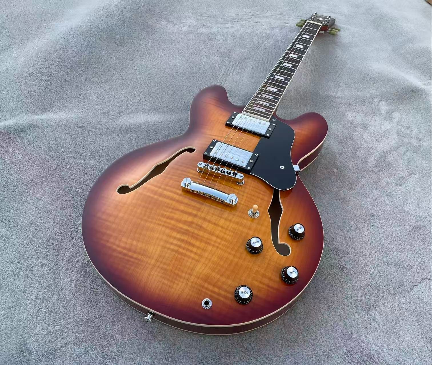 335 Electric Jazz Guitar Semi-Hollowbody Bone Nut Glossy Finish Flame Maple Top