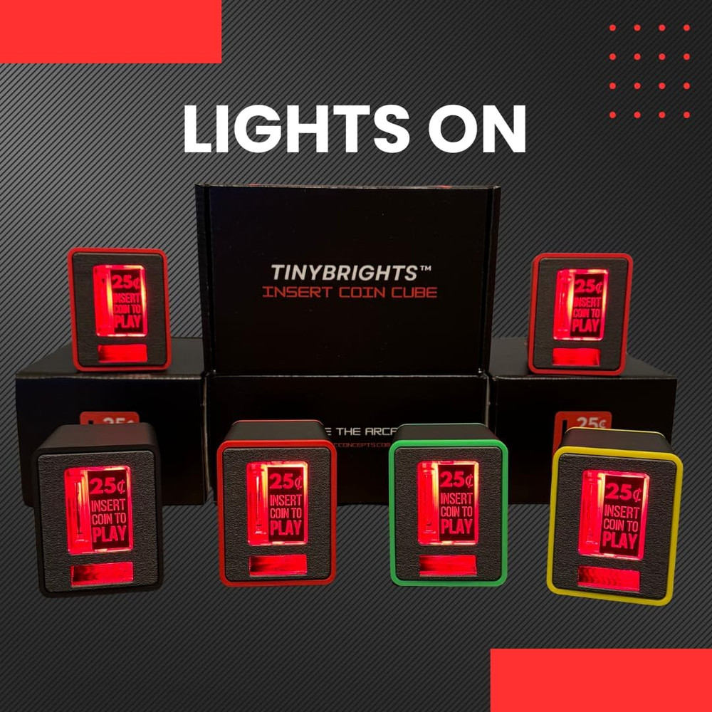 Insert Coin Cube - Pushable Insert Coin Button, Lights, & Sound Color BLACK