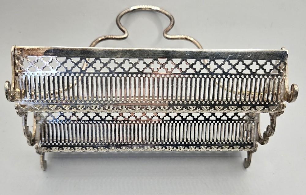 Silver Plated Biscuit Square Cracker Tray Double Sided Reticulated