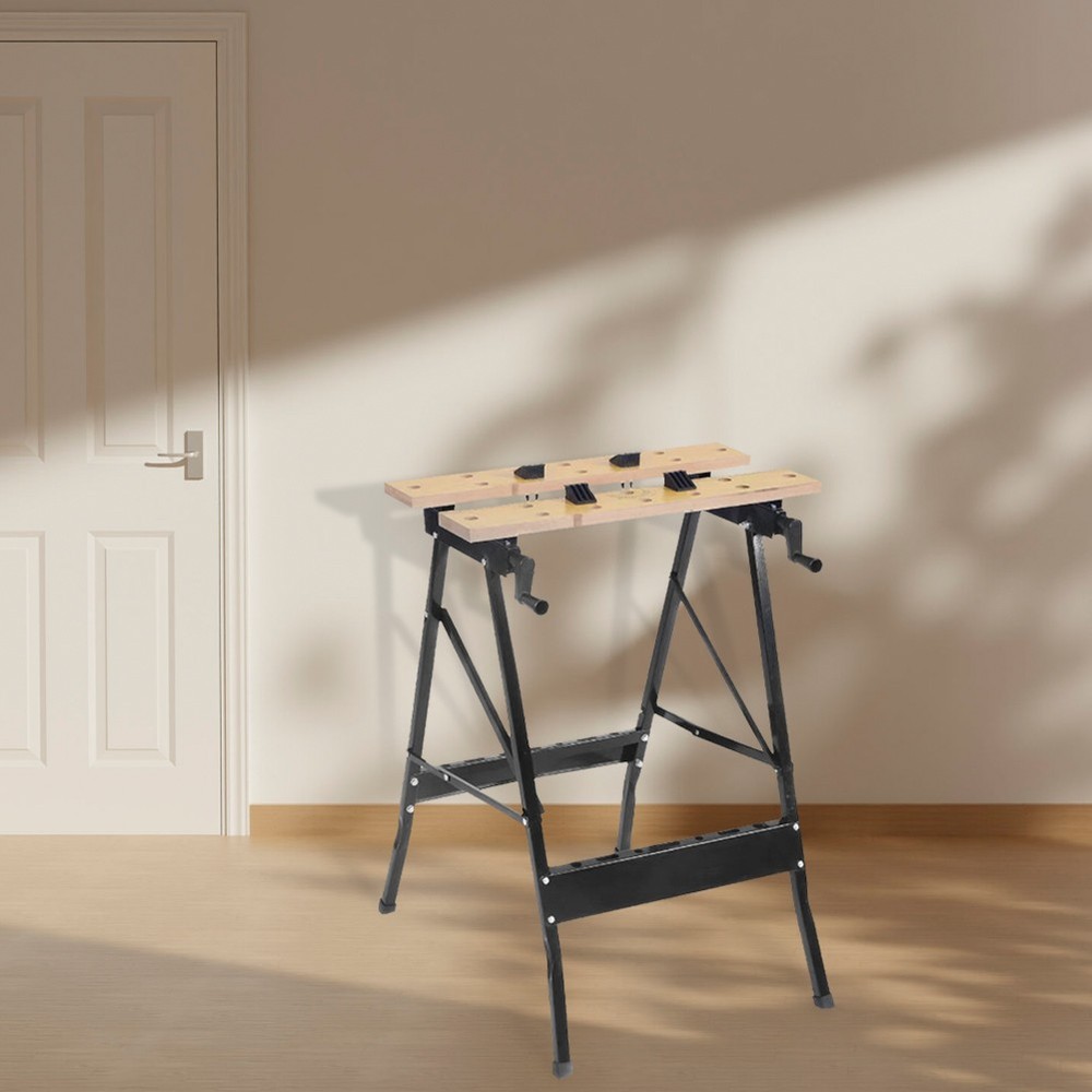 Folding Table Saw Horse with Measuring Ruler and Protractor Scale Adjustable