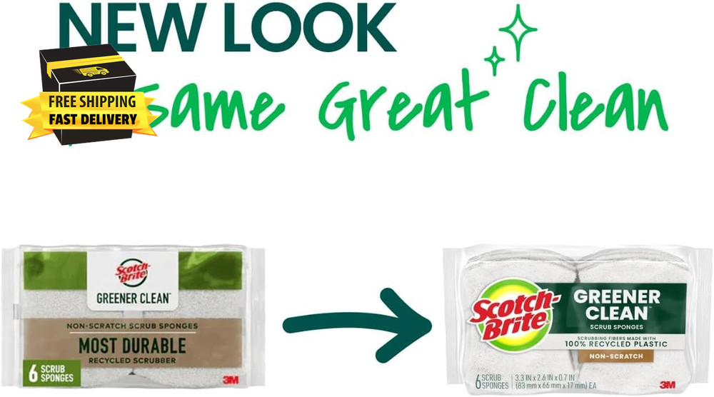 ® Greener Clean™ Non-Scratch Scrub Sponge, 6 Pack, 6 Units per Case ⭐️⭐️⭐️⭐️⭐️