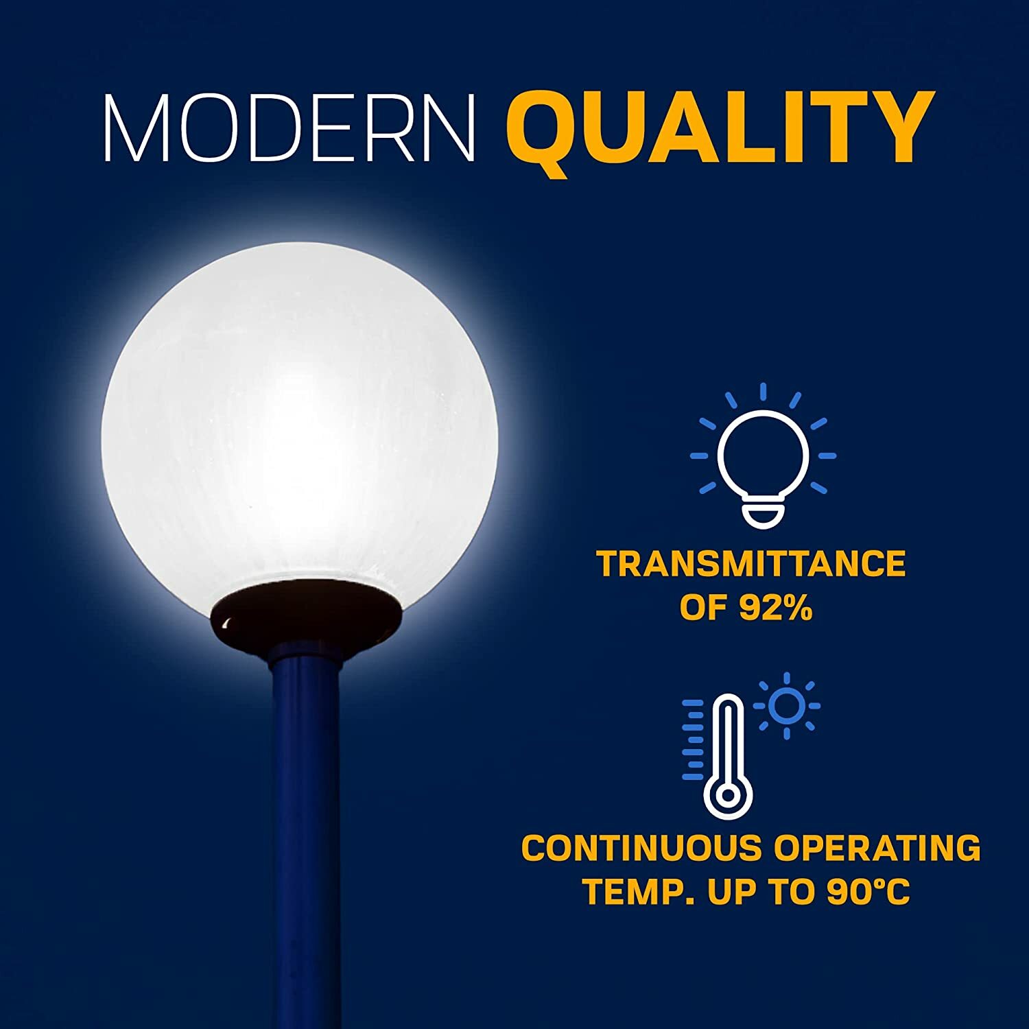 KastLite 10" White Acrylic Lamp Post Globe with 4-5/8" Twist Lock Neck