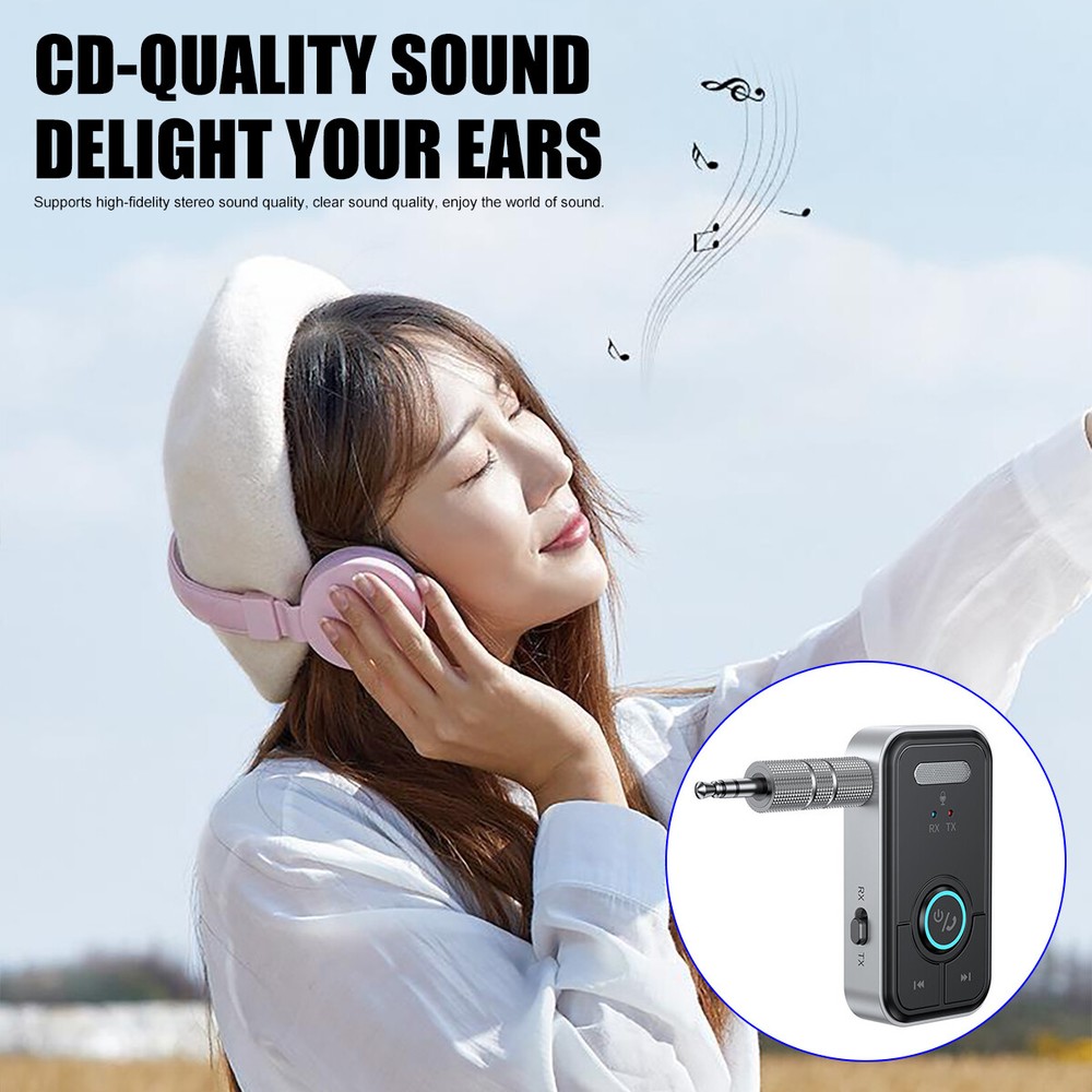 USB Wireless Bluetooth 5.3 Transmitter Receiver 2in1 Audio Adapter 3.5mm Aux Car