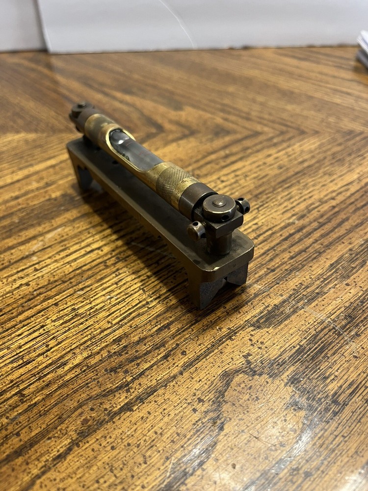 Vtg Antique Solid Brass Precision Machinist Level Transit Piece