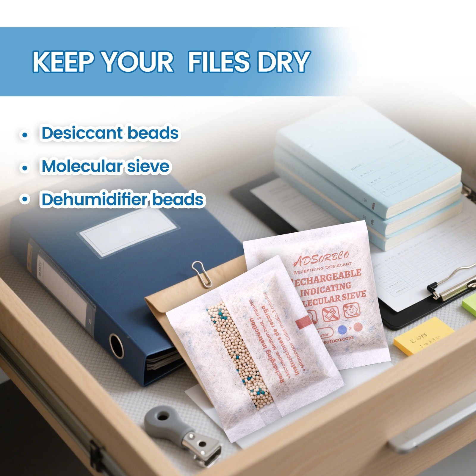 [5 Gram 50 Packages] Adsorbco Rechargeable Molecular Sieve Desiccant Packs