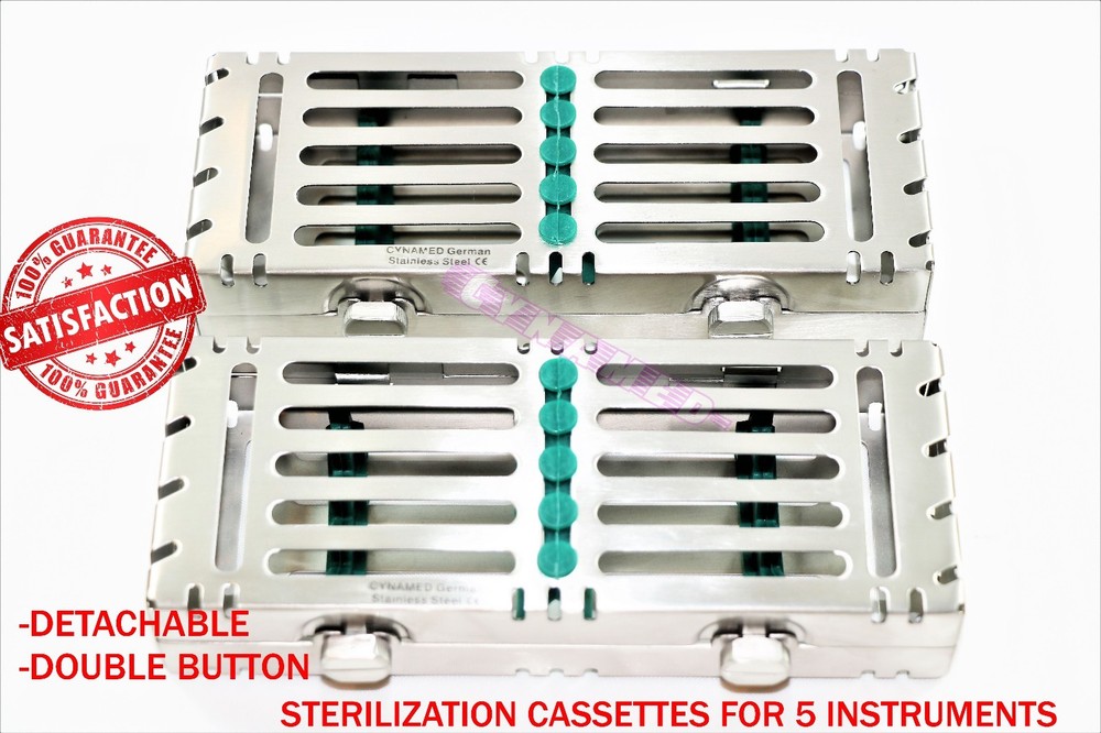 2 STERILIZATION CASSETTE DOUBLE BUTTON DETACHABLE FOR 5 INSTRUMENTS GERMAN GRADE