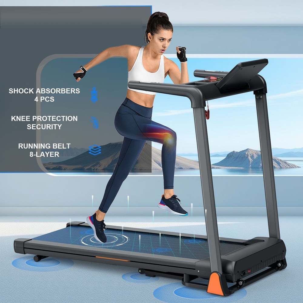 3.5 HP Folding Treadmill 330 lb Space-Saving Foldable Design for Apartments