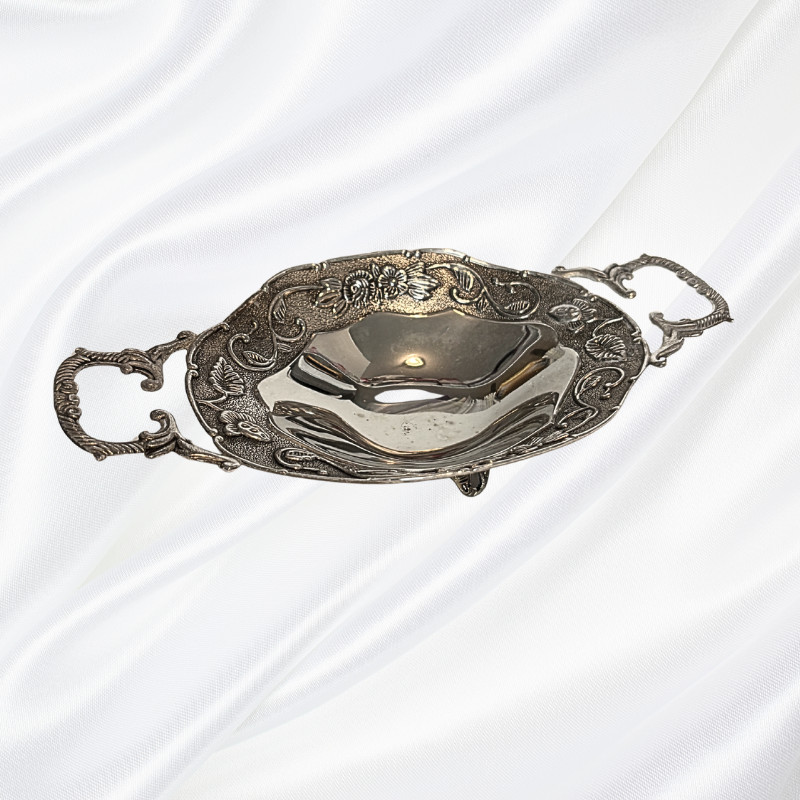 Studio Silversmiths Silverplated Floral Footed Oblong Dish