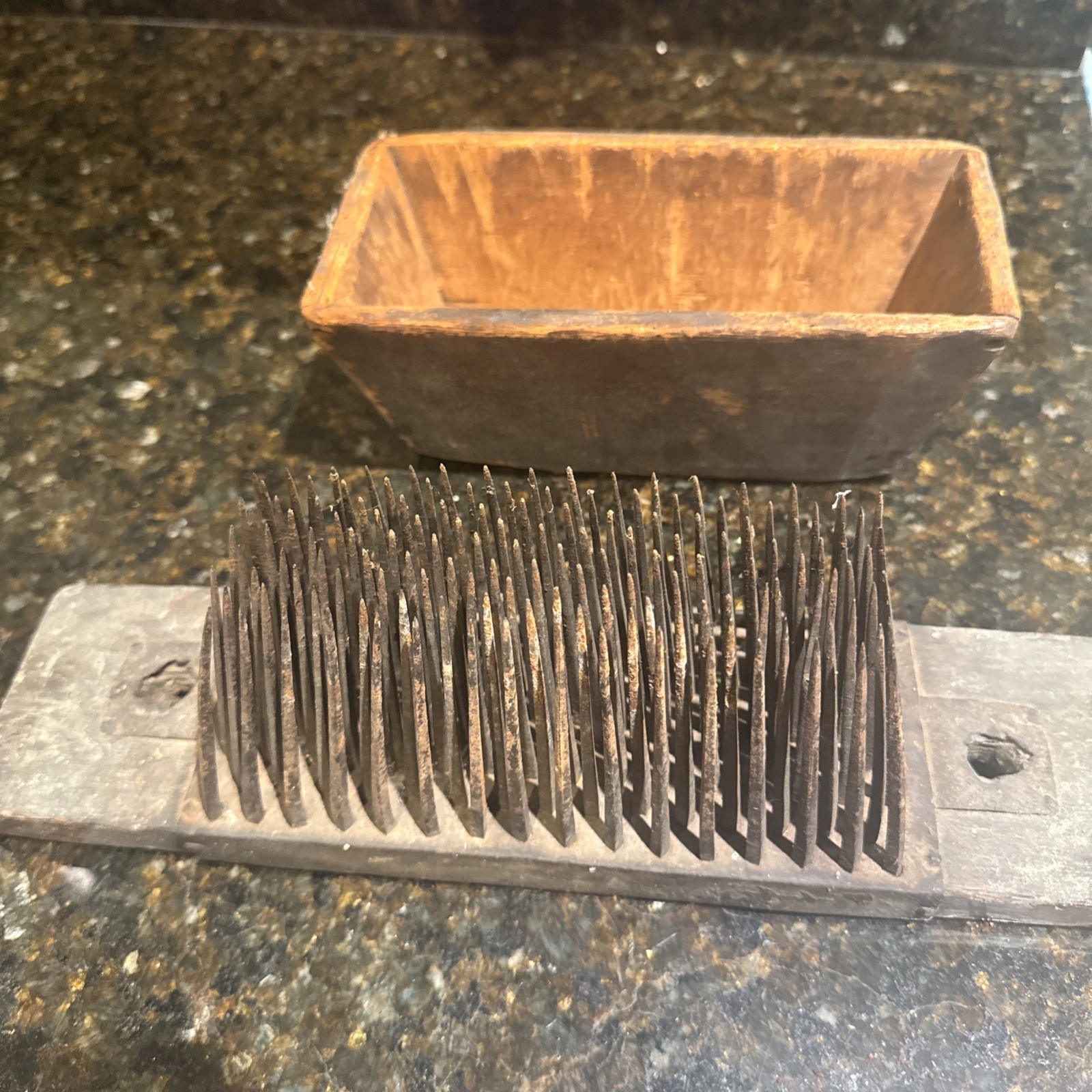 Antique Flax Hetchel Farm Tool Hatchel Hackle Primitive Wool Comb Carder Brush