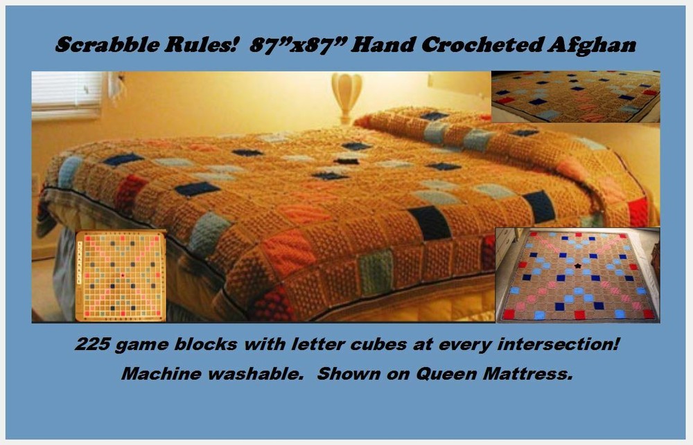 Scrabble Rules! Scrabble Crochet Afghan Pattern 87"x87" patt