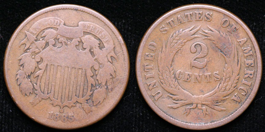 1865  Two Cent Piece