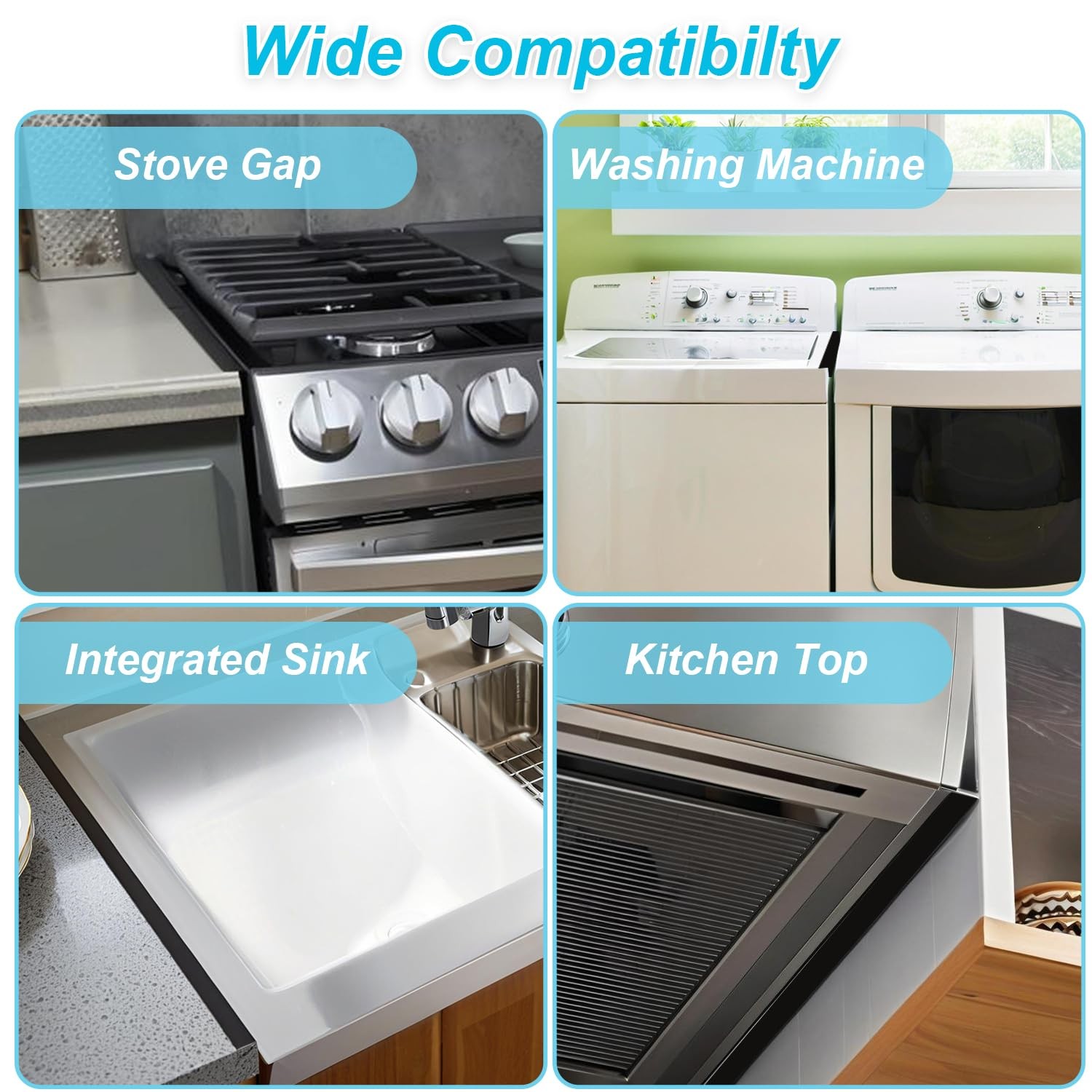 Stainless Steel Stove Gap Covers (2 Pack) – Adjustable Retractable Length 13.8"