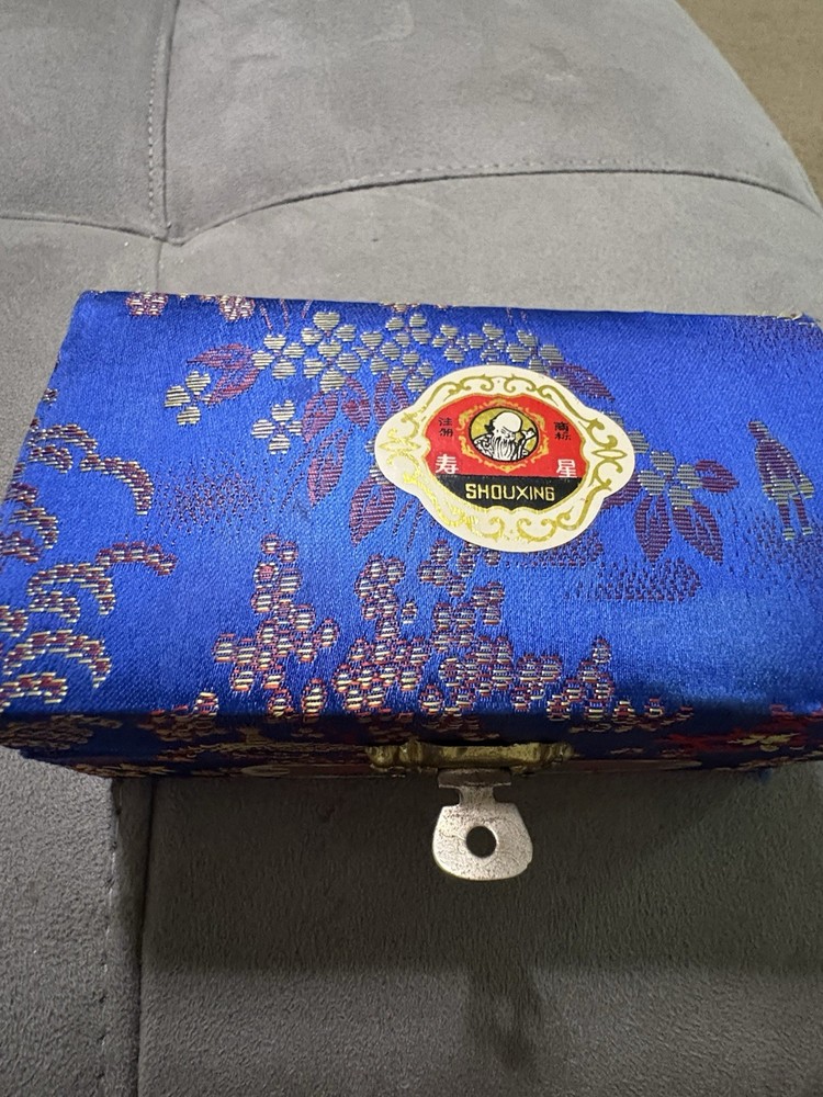 Shouxing Baoding Balls Metal Silver Blue Red in Decorative Blue Box