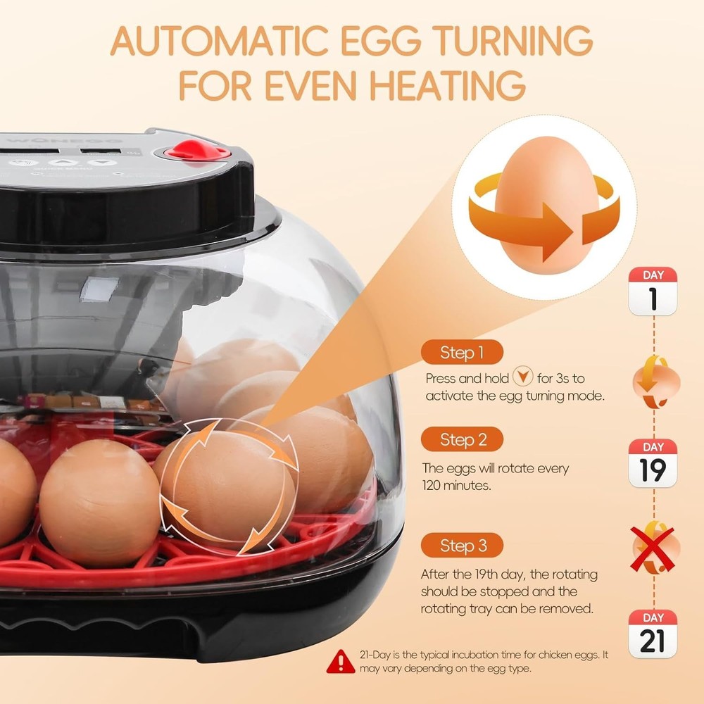 12 Egg Incubator with Automatic Turning, Humidity Control, LED Egg Candler