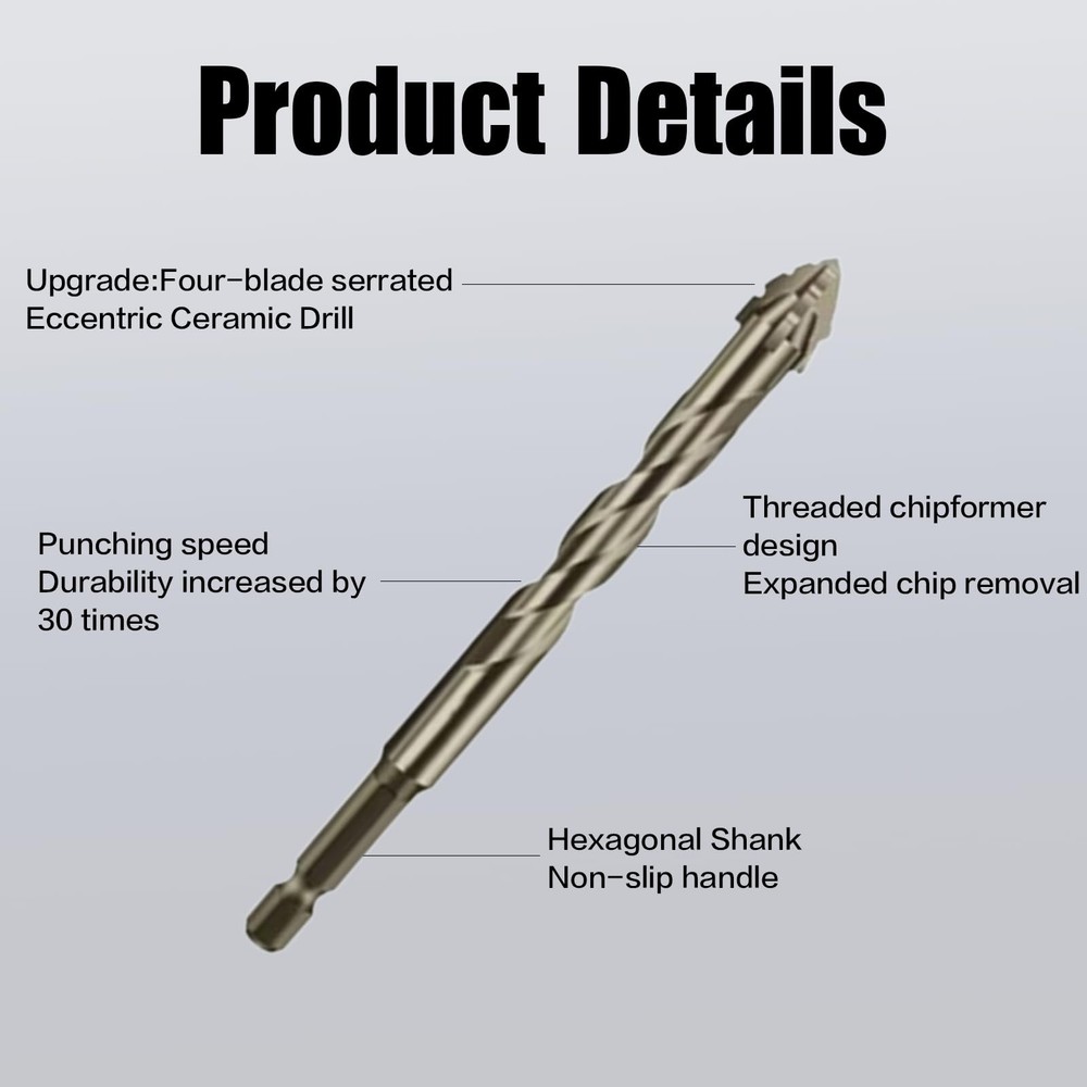 7PCS Four-Flute Sawtooth Eccentric Drill Bit, Multifunction Drill Bit Set 3-12mm