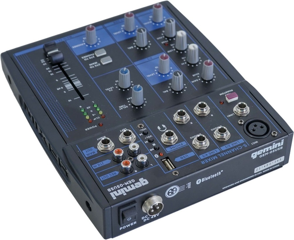 Gemini GEM-05USB 5 Channel USB mixer with Bluetooth