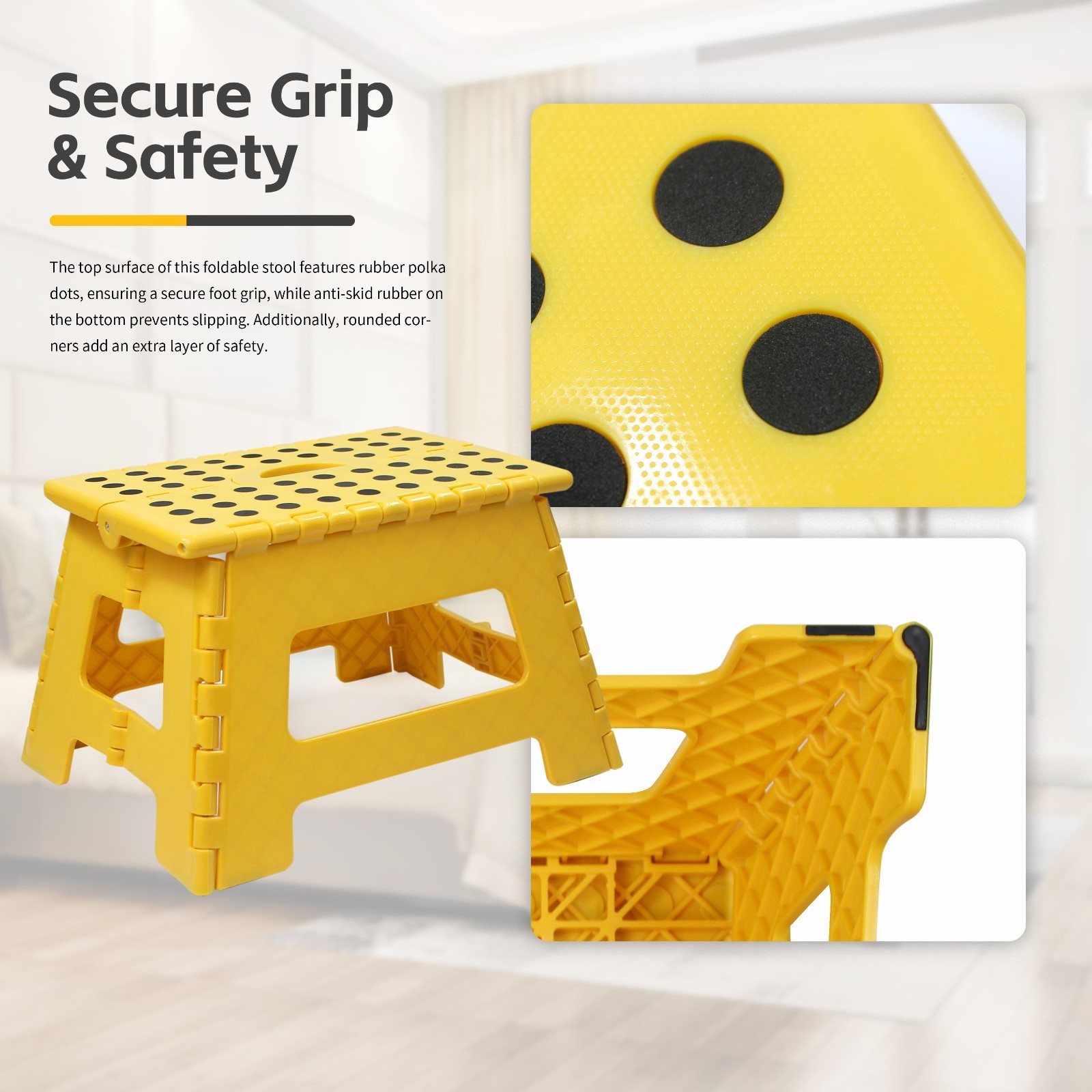 MaxWorks Folding Step Stool - 9" Height 330 lb Capacity - Compact Portable 50969