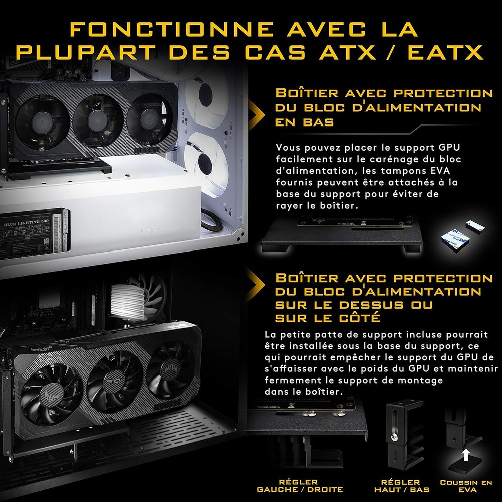 Vertical Gpu Bracket With Rgb Lighting Pcie Riser Compatible With Atx Cases
