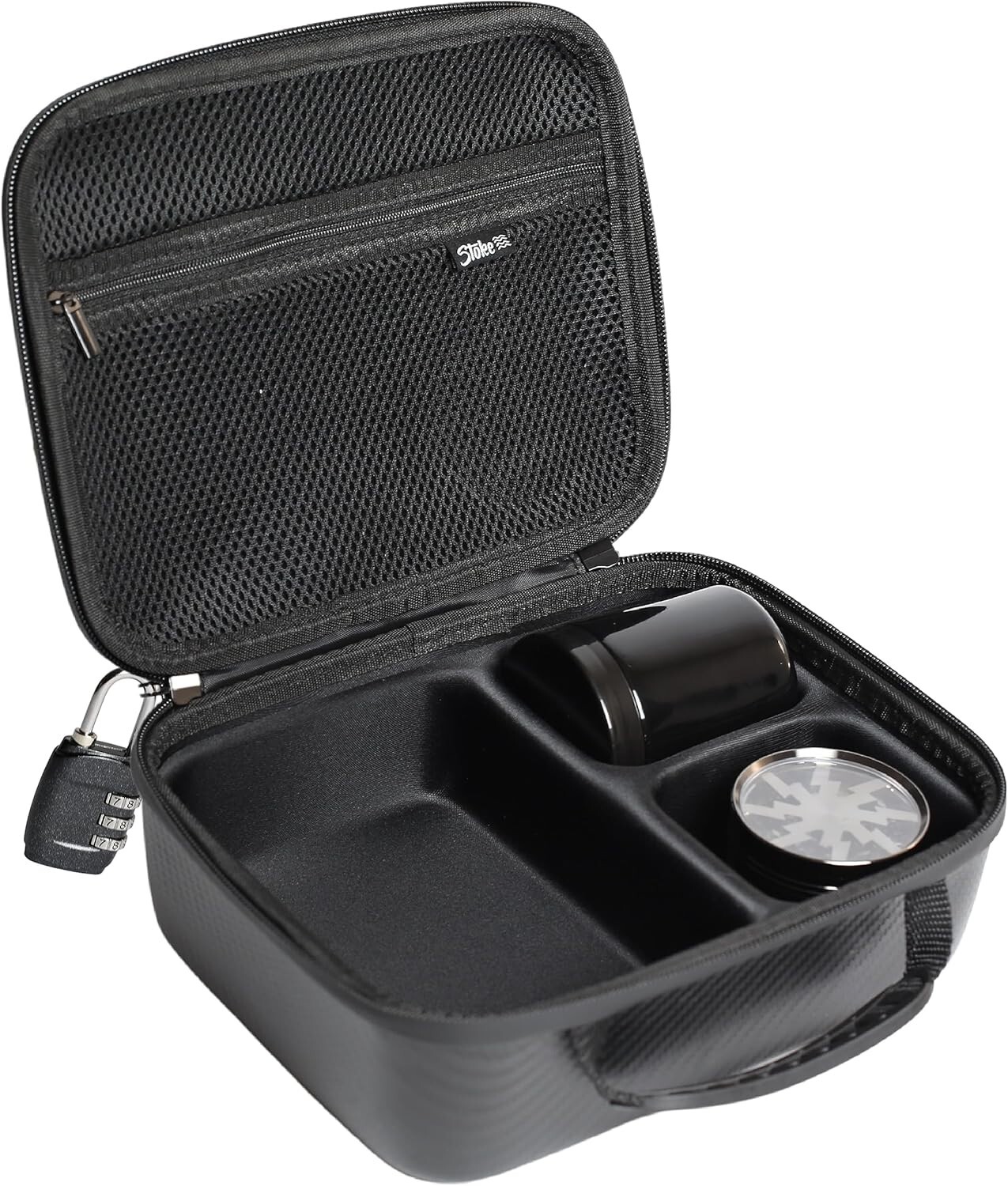 Stoke Smell Proof Bag with Combination Lock - Includes Glass Stash Jar 9x8
