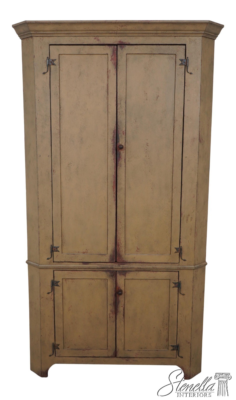 L60554: J.MURPHY Hand Crafted Painted Country Corner Cabinet