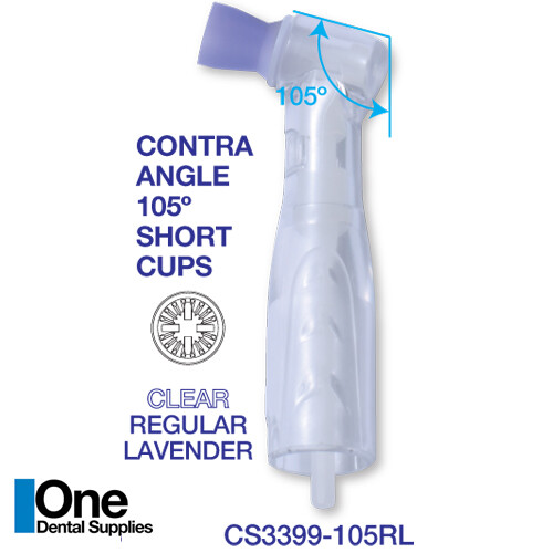 Dental Disposable Clear Body Prophy Angles Short Lavender Cup Regular 105°100's