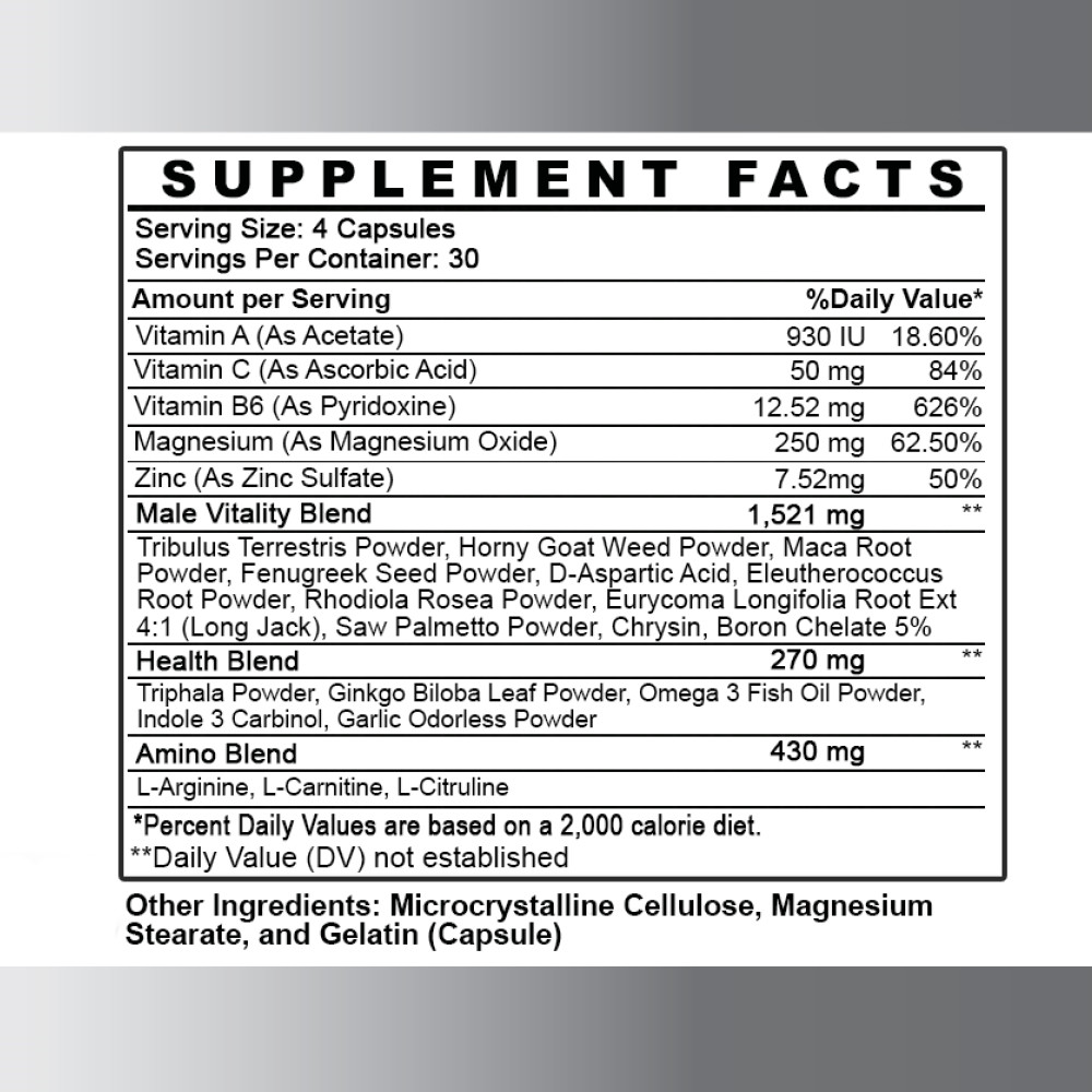 #1 Testosterone Booster Monster Test Caps, T Boost 120 Capsules Male Enhancement