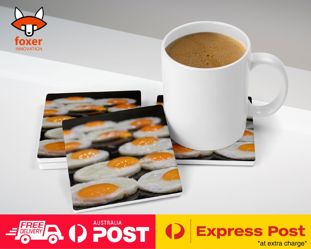 COASTER COFFEE DRINKING MAT|FRIED EGGS WALLPAPER YUMMY