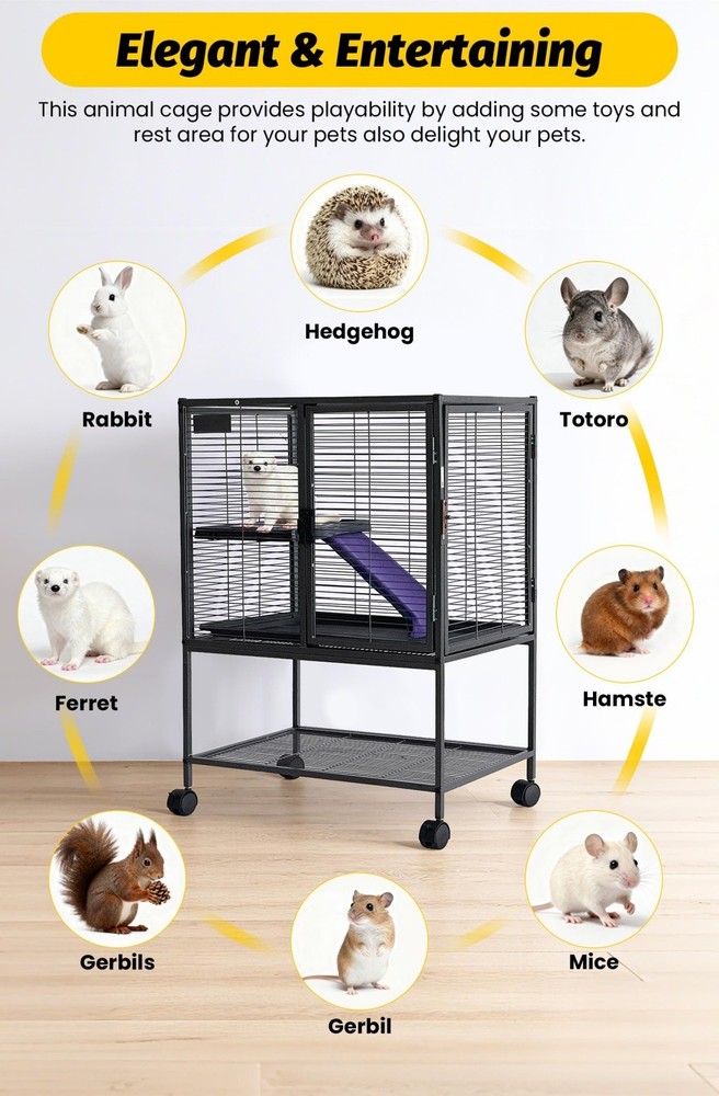 34'' Multi-Level Small Animals Cage w/ Ramp Extra Storage Stand RemovableTray