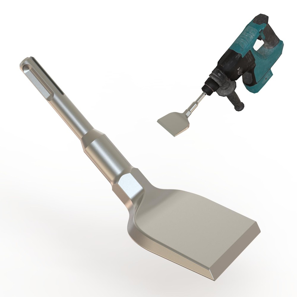 SDS Plus Tile Removal Chisel, 3"X6.3" Wide Floor Scraper Bit with Curved Head...