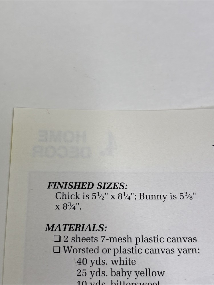Easter Babies Chick Bunny Annie's Attic Plastic Canvas Pattern Page