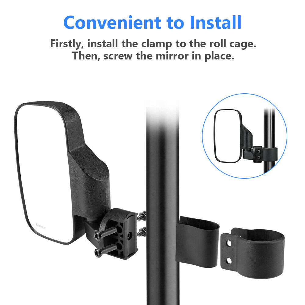 2pcs Universal UTV ATV Rear View Mirror Side Mirror 1.75" 2" Roll Bar Adjustable