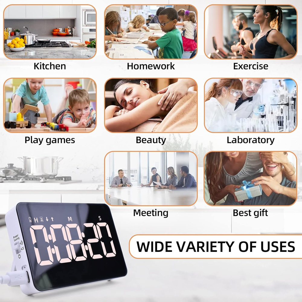 Rechargeable Digital Kitchen Timer for Cooking, Magnetic Timers with Countdown/U