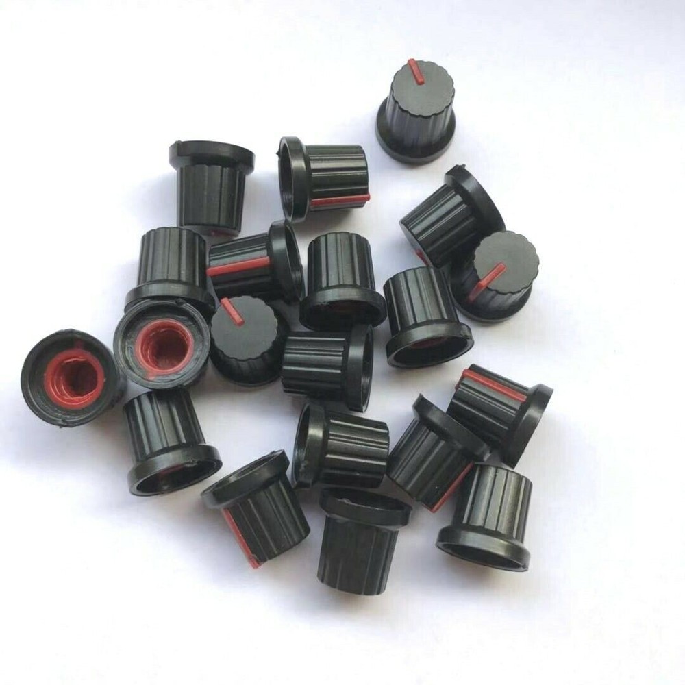 20Pcs 6mm Shaft Hole Plastic Threaded Knurled Potentiometer Knobs Cap KIT 15*15