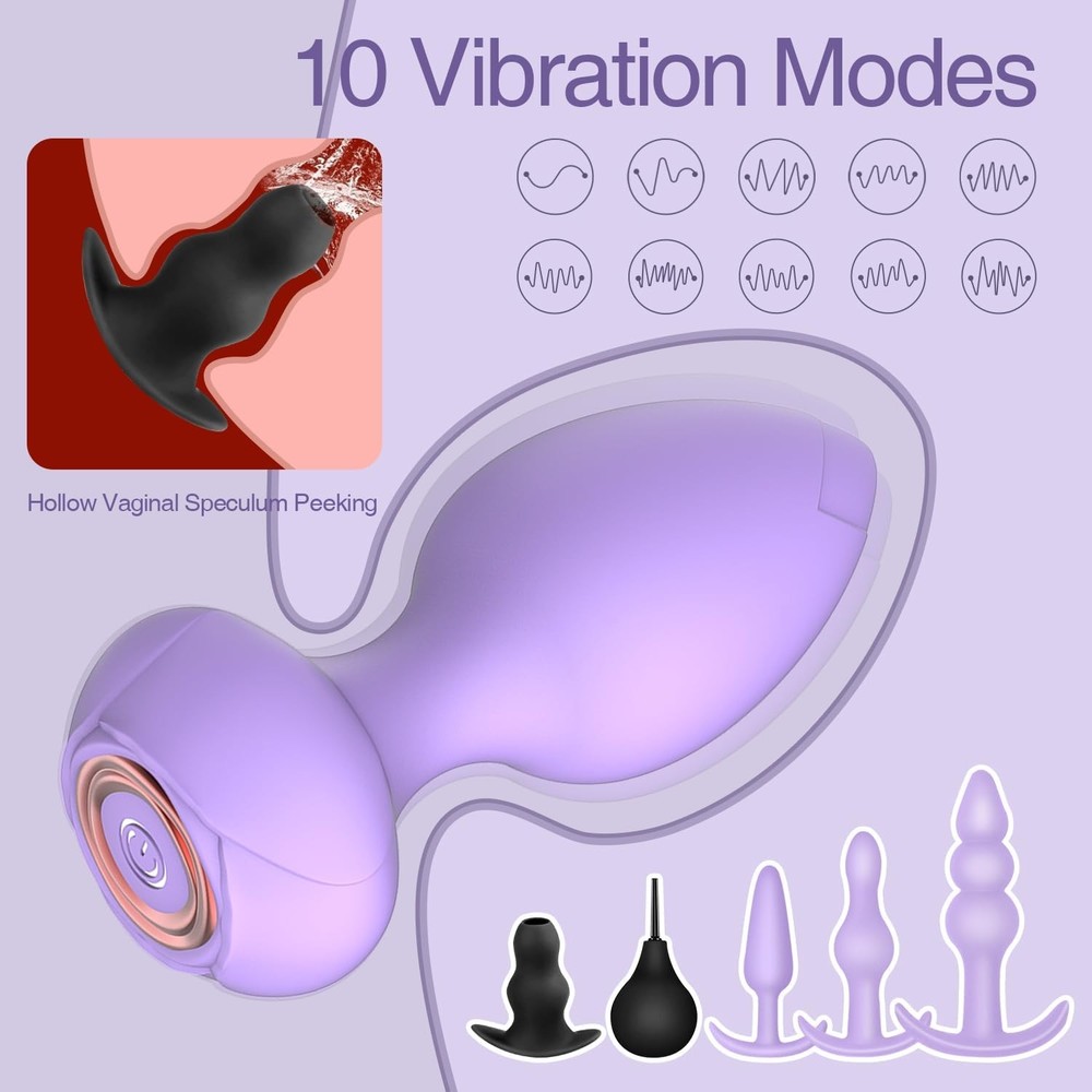 10-Mode Vibrating Butt Plug Set with Remote Control - 6 Pack Training Kit