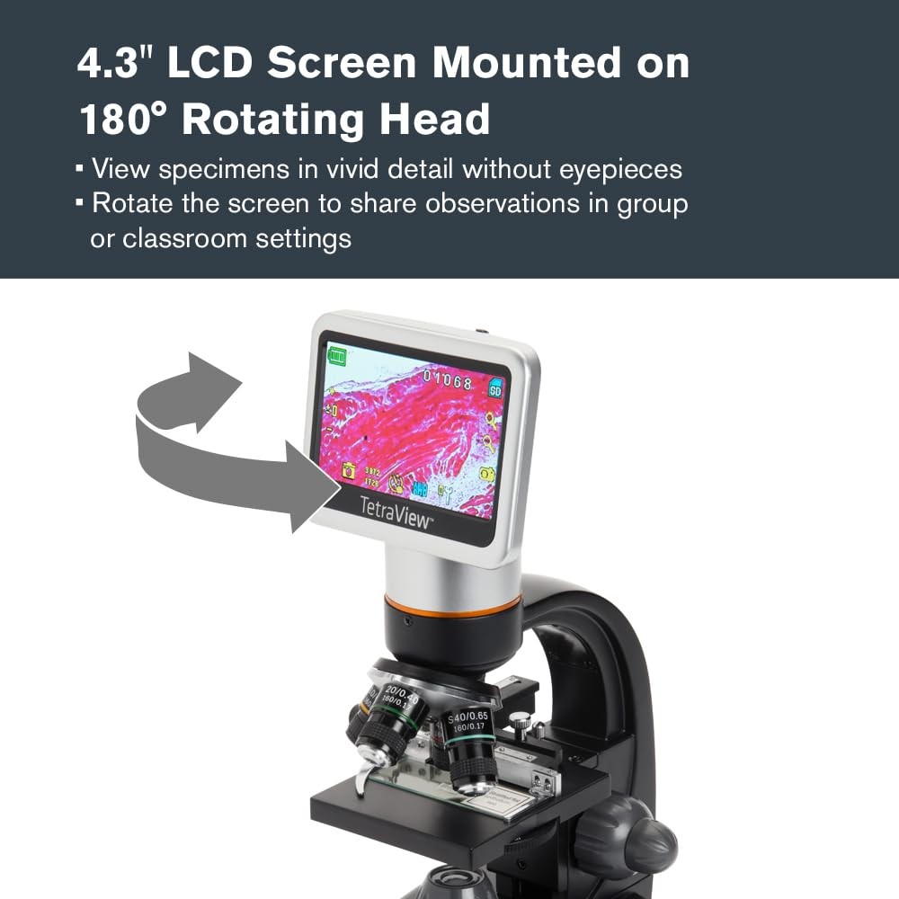 Celestron – TetraView LCD Digital Microscope – Biological Microscope with 5MP