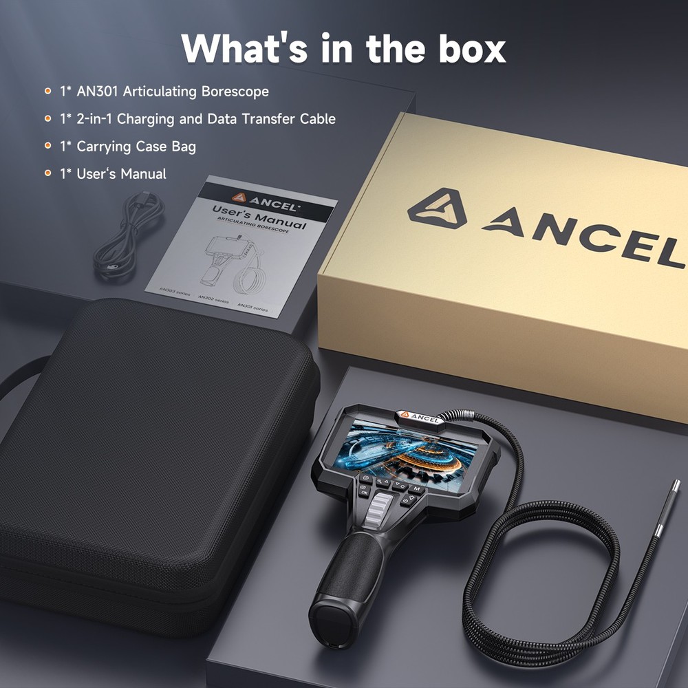ANCEL AN301 Articulating Endoscope Camera Borescope Support Continuous Recording