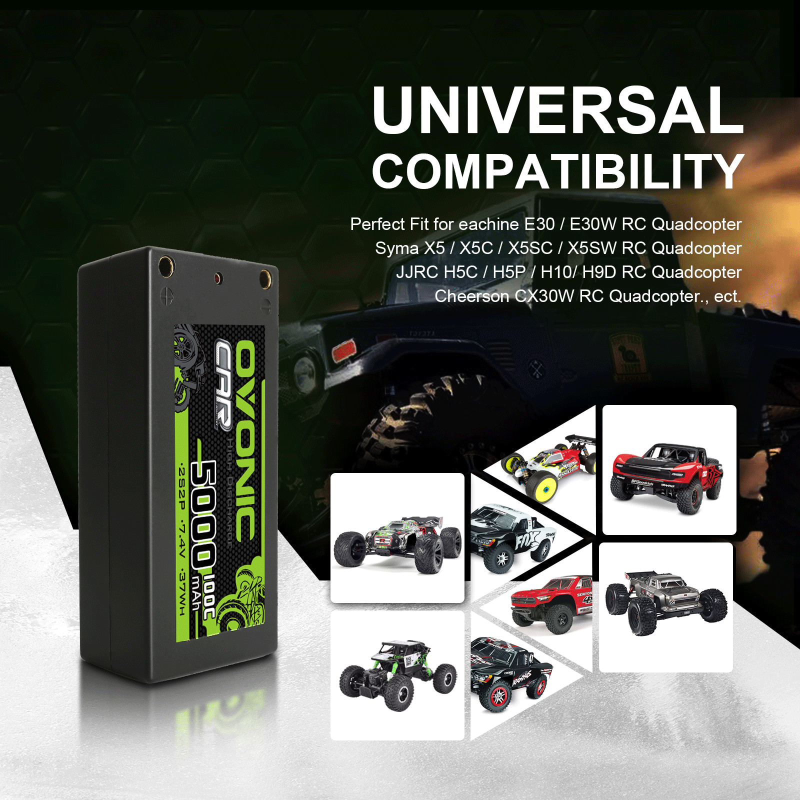 Ovonic 7.4V 2S 5000mAh 100C Shorty LiPo battery for Electric Race Buggy / F110