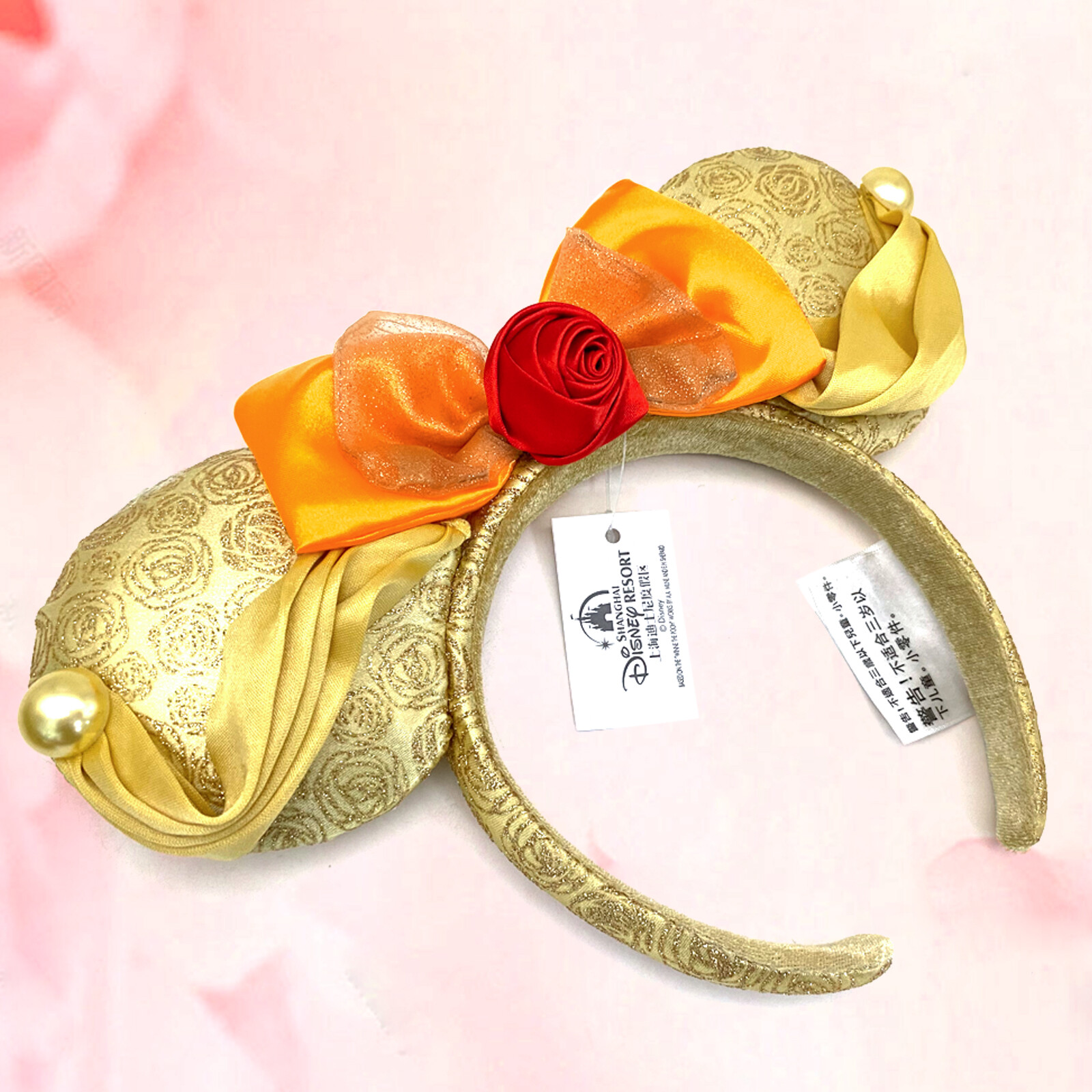 Disney~Parks Minnie Mickey Mouse Bow Ears Belle Beauty & the Beast Headband Girl