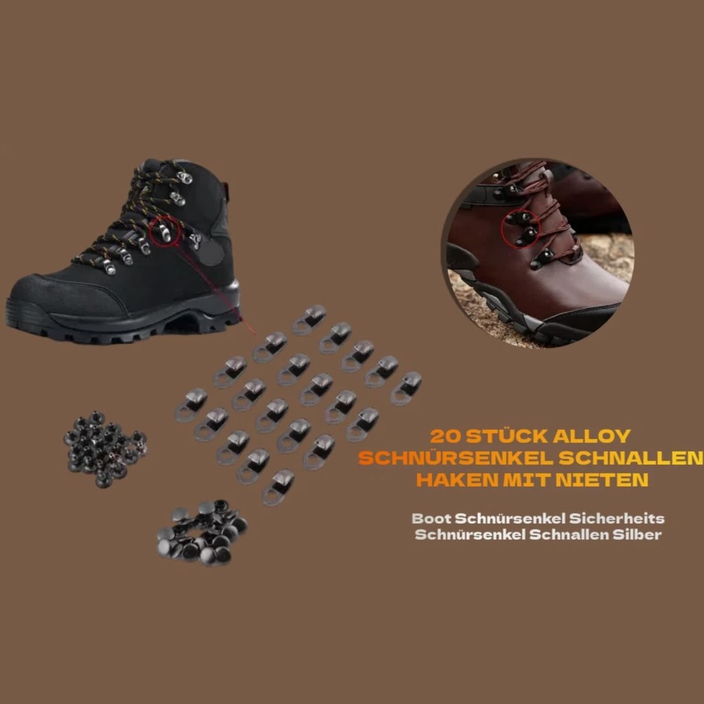Boot Hook Eyelets - Speed Hooks with Rivets for Repair/Camp/Hike/Climb Access...