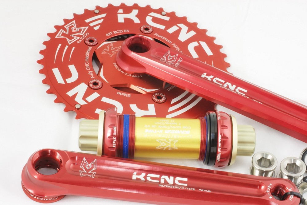 KCNC K2-Type XC-Blade Double MTB Crankset with BB Red