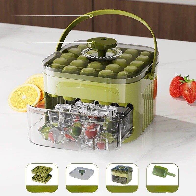 50 Cube Ice Maker Tray with Press Lid Double Layer Ice Box