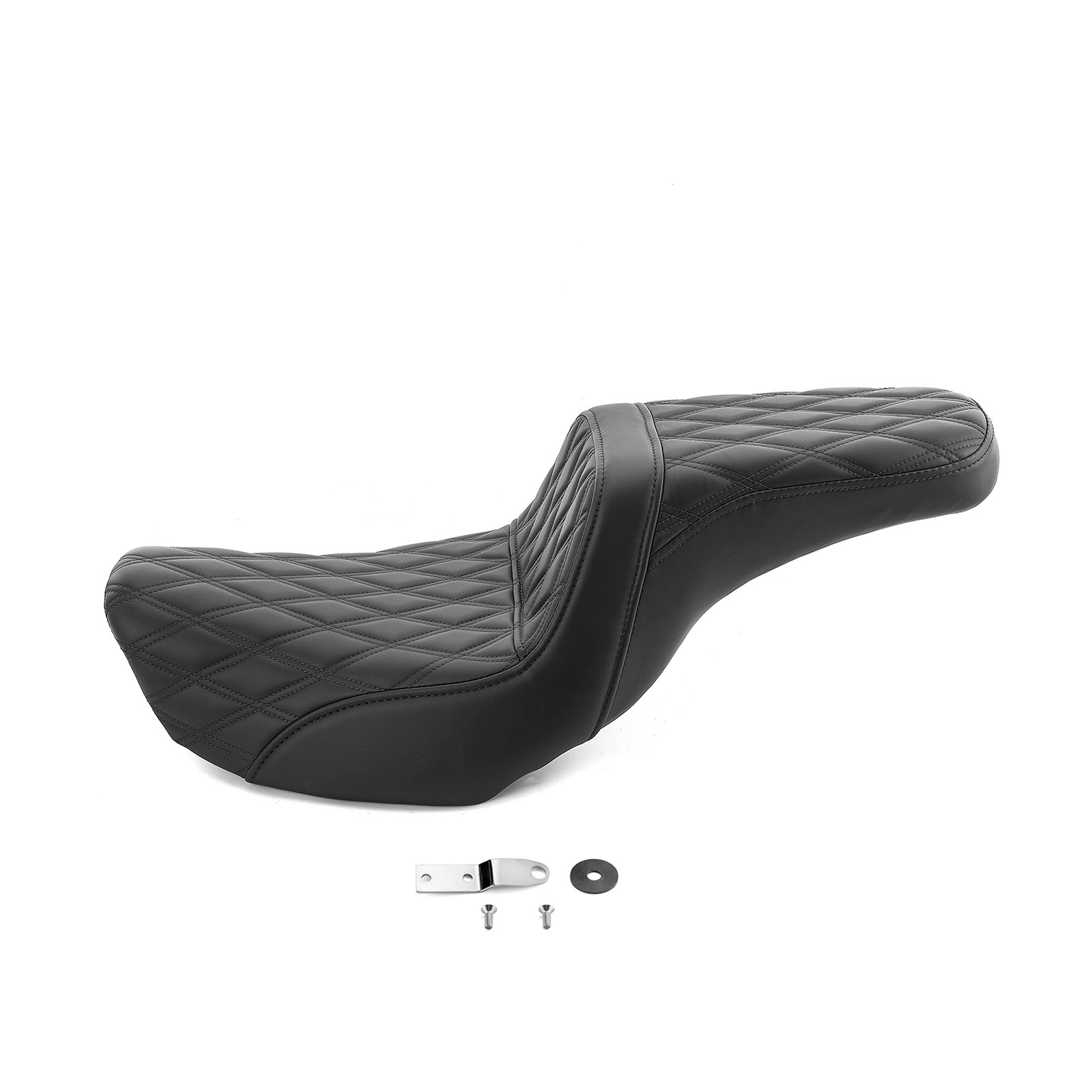 Step-Up Front LS Seat Black Double stitchin For Harley Dyna Fat Bob FXDF 2008-17