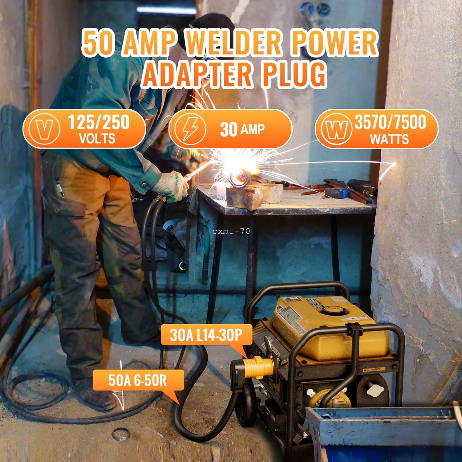 Generator to Welder Adapter Nema L14-30P to 6-50R Twist Lock Male to Female Plug